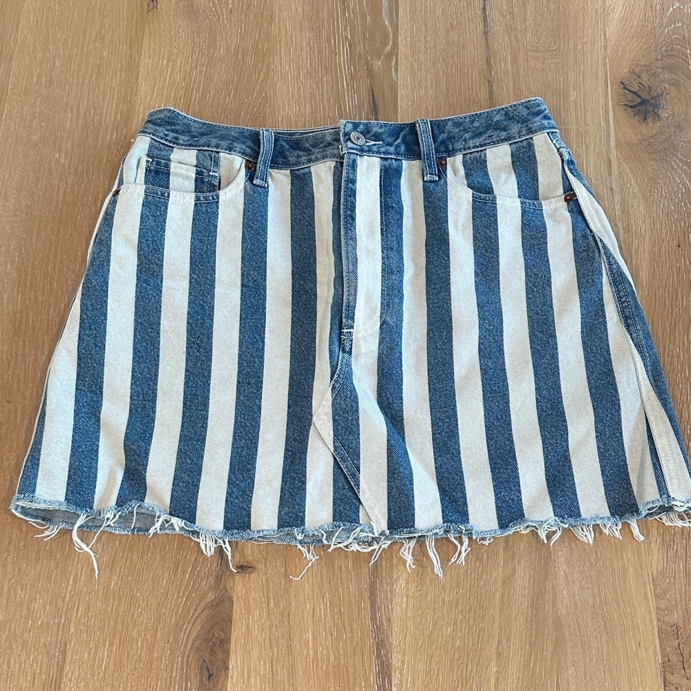 A&F Striped Denim Skirt